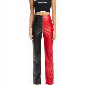 I am Gia Blondie Black Red Faux Leather Zip Pant L